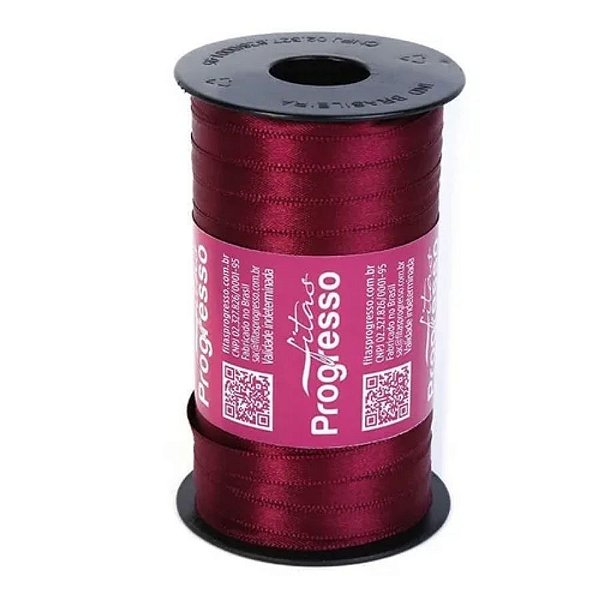 Fita de Cetim Carretel Progresso 4mm nº00 - 100m Cor 1355 Marsala - 01 unidade