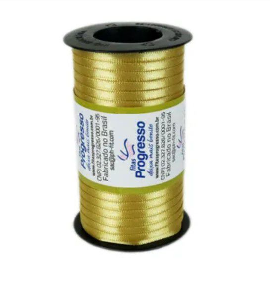 Fita de Cetim Carretel Progresso 4mm nº00 - 100m Cor 228 Ouro - 01 unidade - Rizzo Embalagens