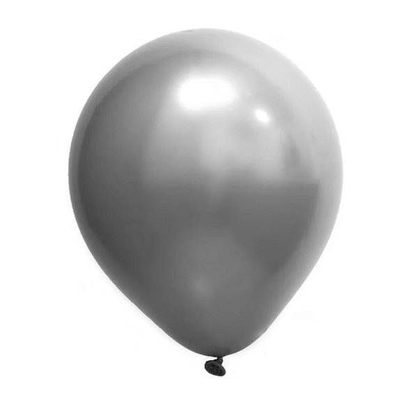 Balão de Festa Redondo Profissional Látex Cromado 24'' 60cm - Prata - 3 unidades - Art Latex - Rizzo
