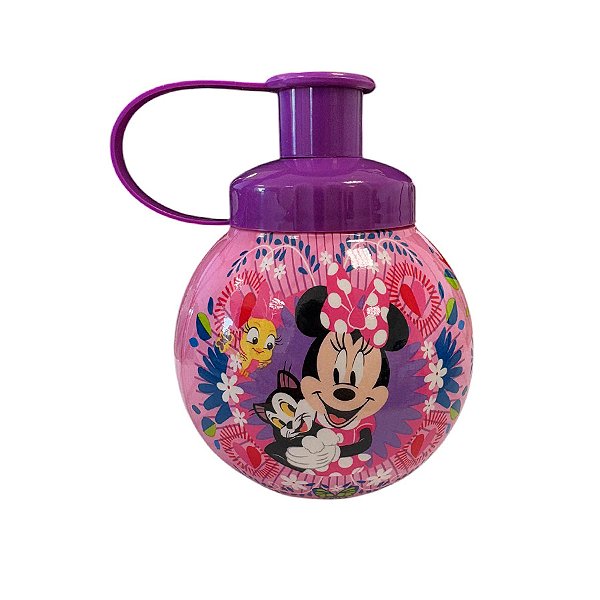 Garrafa Squeeze Bola Minnie Floral Gato - Roxo - 250ml  - 1 unidade - Rizzo
