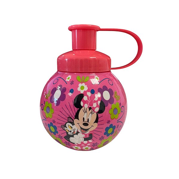 Garrafa Squeeze Bola Minnie Floral Gato - Rosa - 250ml  - 1 unidade - Rizzo