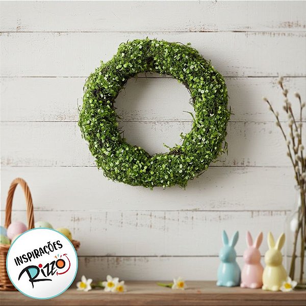 Guirlanda com Folhas Verdes Rústico - 25cm - 1 unidade - Cromus - Rizzo