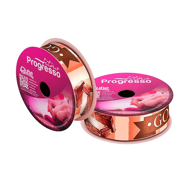 Fita de Cetim 10m x 22mm - Cor 204 - Chocolate Gourmet Clássico Marrom - Rolo 10 metros  - 1 unidade - Progresso - Rizzo