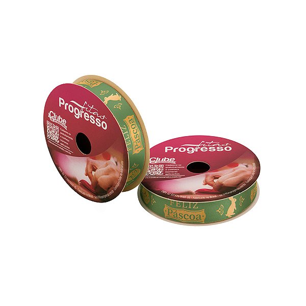 Fita de Cetim 10m x 15mm - Cor 501 - Feliz Páscoa Verde - Rolo 10 metros  - 1 unidade - Progresso - Rizzo