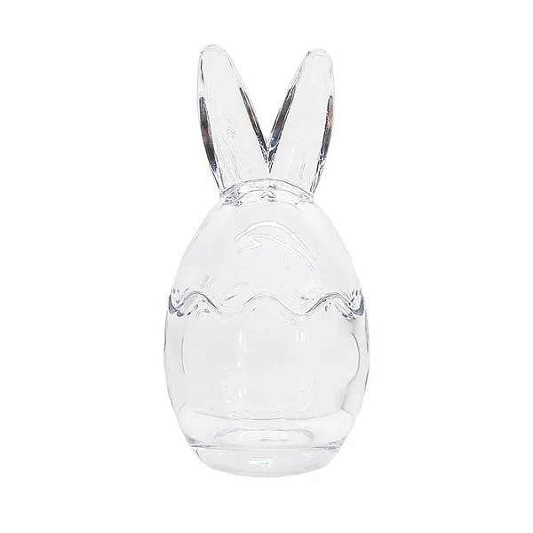 Ovo de Vidro Transparente com Orelha de Coelho - 11cm - 1 unidade - Cromus - Rizzo