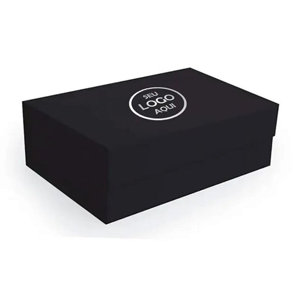 Caixa de Papel Rígido Personalizado com Logo Branco - Retangular Preto com Ímã - 1 unidade - Cromus - Rizzo