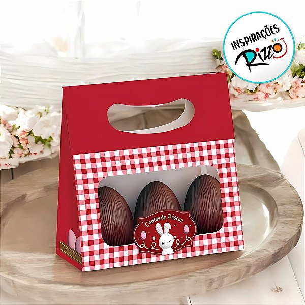 Mini Caixa Plus Para Ovos Com Visor - Contos De Páscoa - 13x5,5x13cm - 10 unidades - Cromus - Rizzo