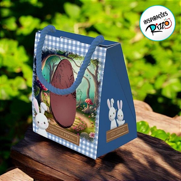 Sacola Com Visor Para Ovo De 250g - Contos De Páscoa Azul - 20x18x15cm - 6 unidades - Cromus - Rizzo