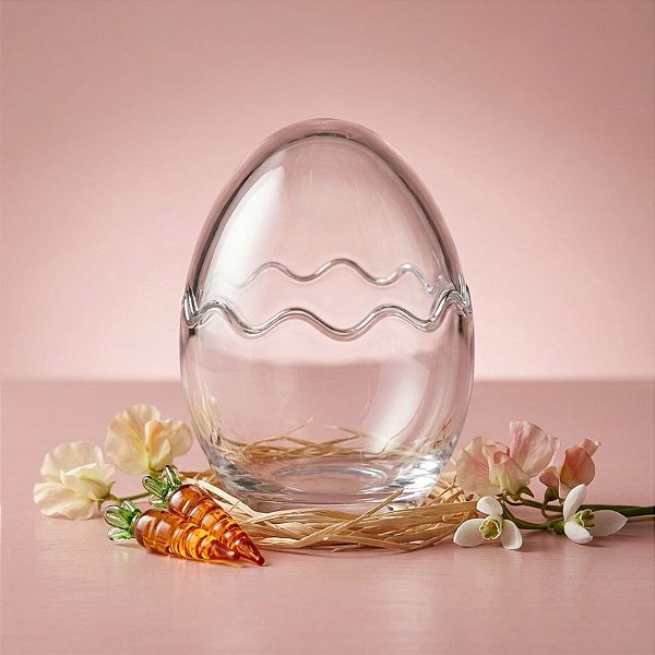 Ovo de Decorativo de Páscoa de Vidro com Tampa - 9cm - 1 unidade - Rizzo