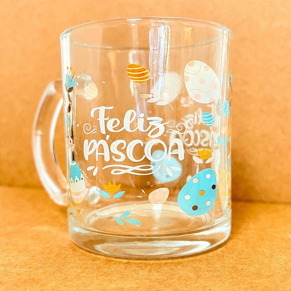 Caneca de Vidro - Feliz Páscoa - 320ml - 1 unidade - Rizzo