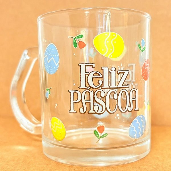 Caneca de Vidro - Feliz Páscoa - 320ml - 1 unidade - Rizzo