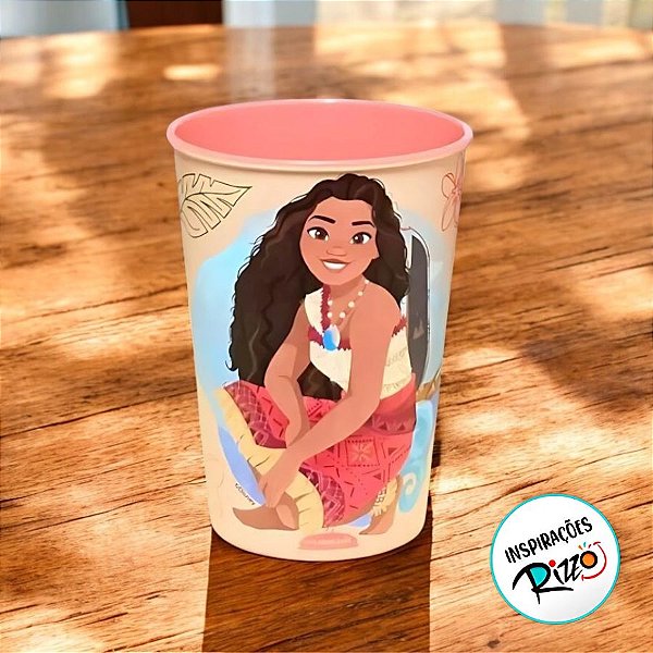 Copo Plástico De Colorir Moana - Rosa 320ml - 1 unidade - Plasútil - Rizzo