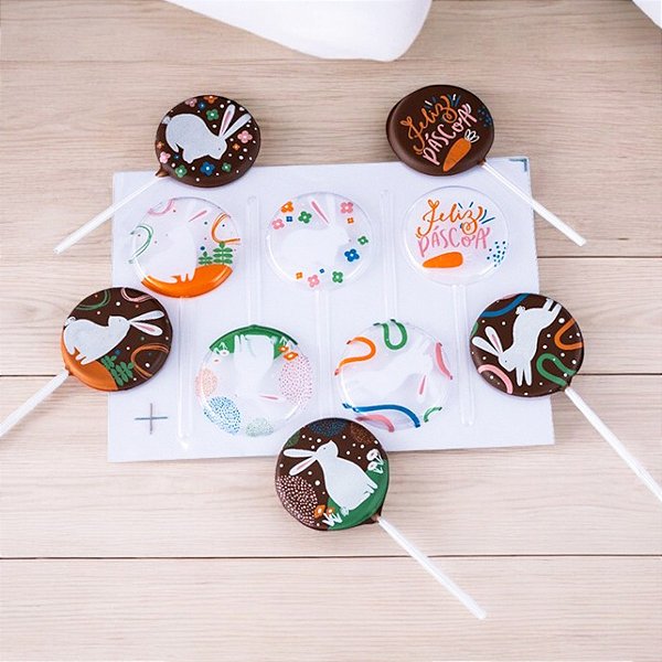 Blister Decorado com Transfer para Chocolate - Pirulito Páscoa - BLP 0194 01 - 1 unidade - Stalden - Rizzo