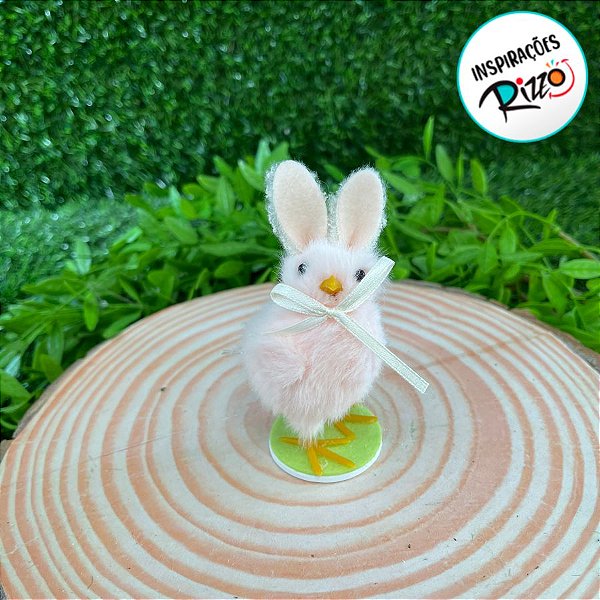 Enfeite Decorativo de Páscoa - Pintinho com Orelha de Coelho olhando para Direita - 10cm - 1 unidade - Cromus - Rizzo