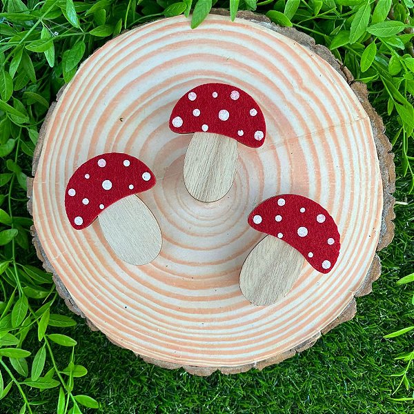 Prendedor Decorativo - Cogumelo Vermelho - 7,5cm - 3 unidades - Cromus - Rizzo