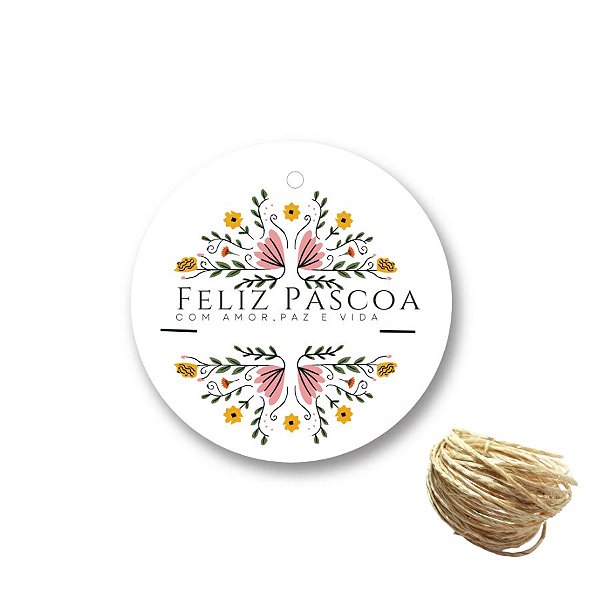 Tag Decorativa De Páscoa - Páscoa Flores - Ref 2192 - 4,5cm - 10 unidades - Stickr - Rizzo
