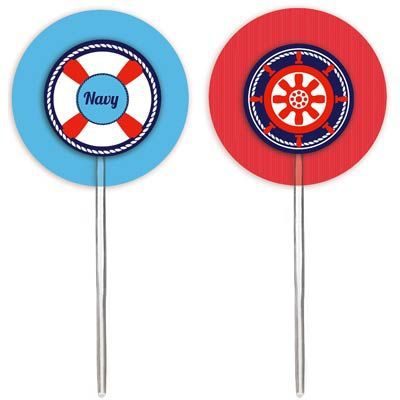 Pick Decorativo para Cupcake - Festa Marinheiro - 12 unidades - Cromus - Rizzo Embalagens