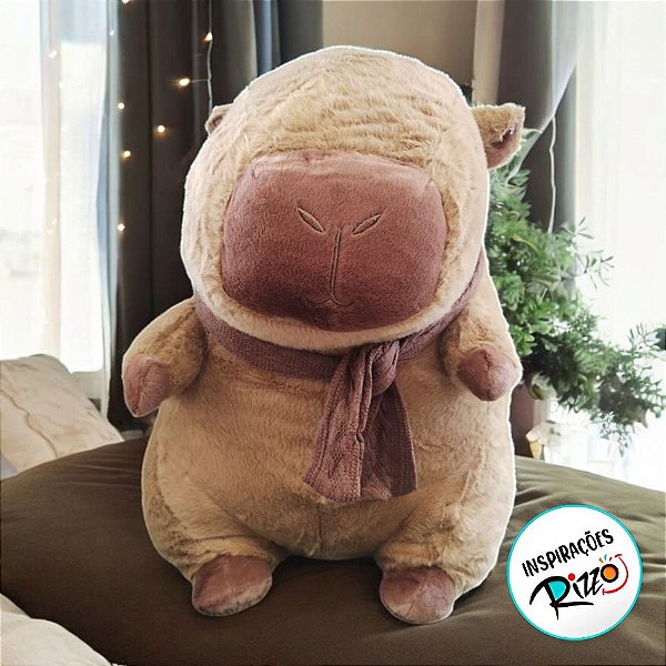 Capivara De Pelúcia Marrom Com Cachecol - 50cm - 1 unidade - Rizzo - Rizzo