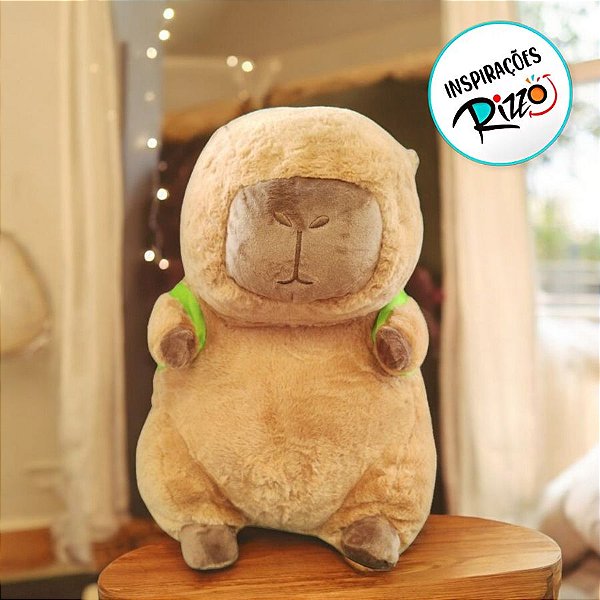 Capivara De Pelúcia Marrom Com Mochila - 40cm - 1 unidade - Rizzo - Rizzo
