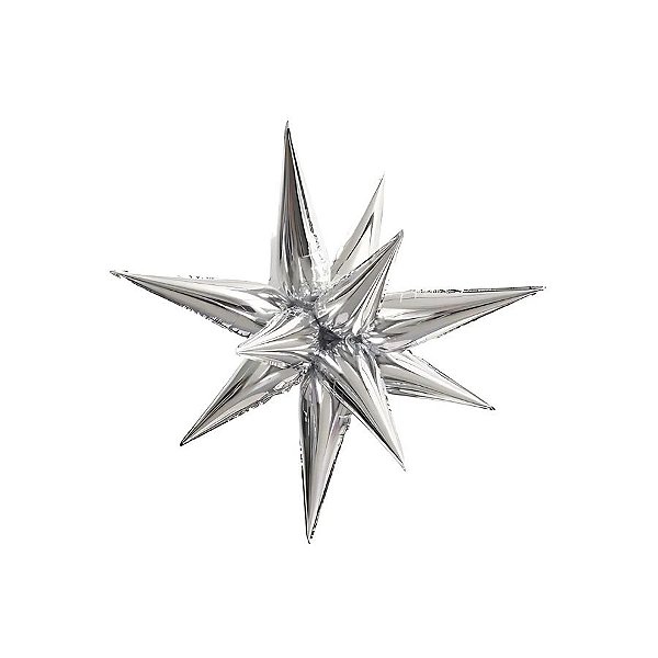 Balão de Festa Metalizado 26" 65cm - Starburst Silver - 1 unidade - Rizzo