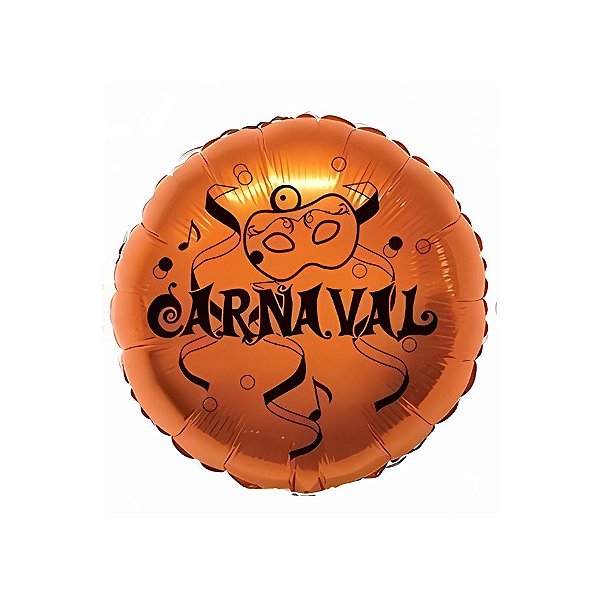 Balão de Festa Metalizado De Carnaval 20" 50cm - Laranja - 1 unidade - Rizzo