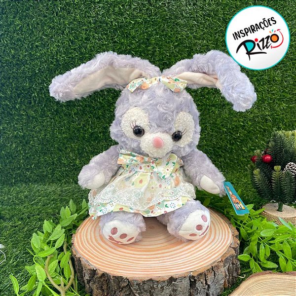 Coelho de Pelúcia com Vestido Verde - 27cm - 1 unidade - Rizzo