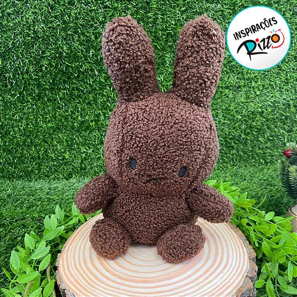 Coelho de Pelúcia Marrom Boca Fechada - 29cm - 1 unidade - Rizzo