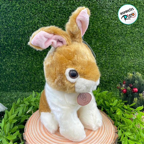 Coelho de Pelúcia Sentado Marrom  - 26cm - 1 unidade - Rizzo
