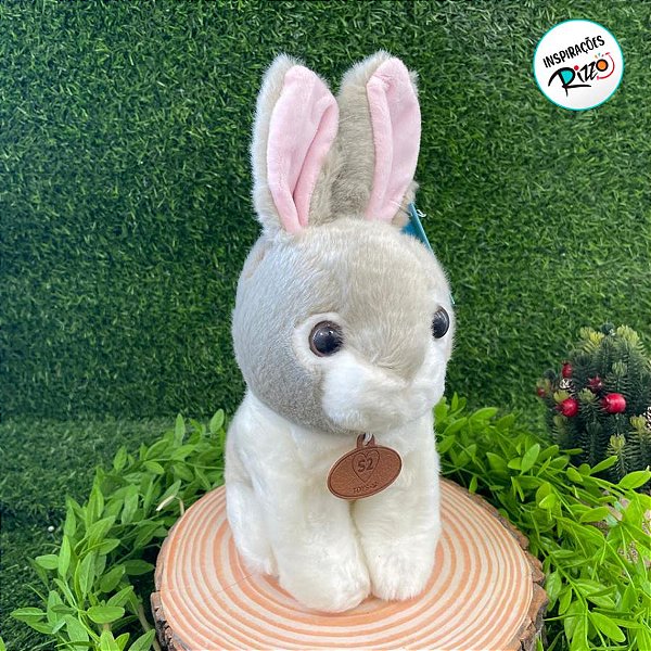Coelho de Pelúcia Sentado Cinza - 26cm - 1 unidade - Rizzo