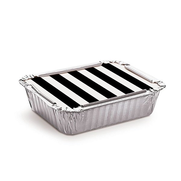 Marmitinha Listras Preta M 8,5x6,5x2,5cm - 12 unidades - Cromus - Rizzo Embalagens