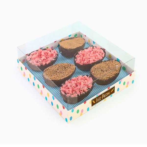 Caixa Degustação Para 6 Mini Ovos De 50g - Jump - 16,5x15,5x6cm - 6 unidades - Cromus - Rizzo