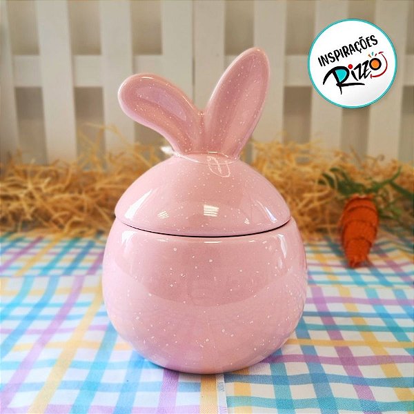 Enfeite Decorativo De Páscoa - Ovo de Porcelana com Orelhinha - Rosa - 16cm - 1 unidade - Rizzo - Rizzo