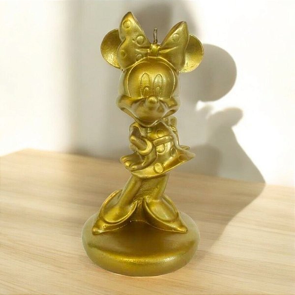Vela Decorativa - Minnie Gigante 3D - Dourada - 14cm - 1 unidade - Silver Festas - Rizzo