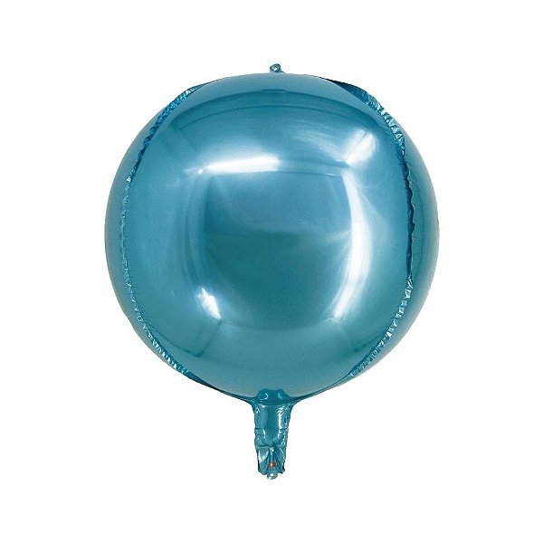 Balão de Festa Metalizado 14" 36cm - Redondo 4D Azul Bebê - 1 unidade - Silver Festas - Rizzo