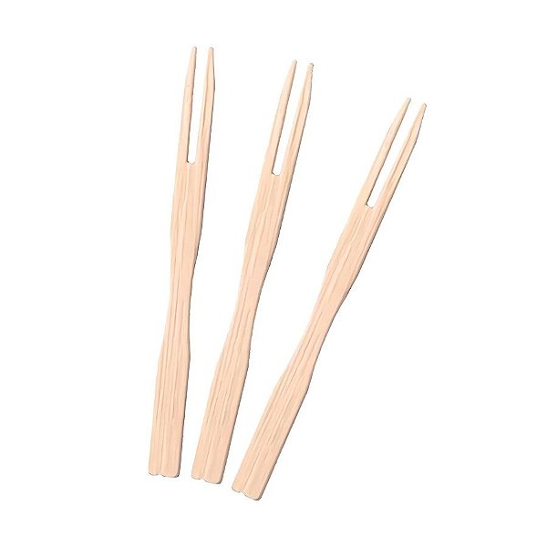 Mini Garfo Em Bambu Para Petisco - 9cm - 50 unidades - Silver Festas - Rizzo