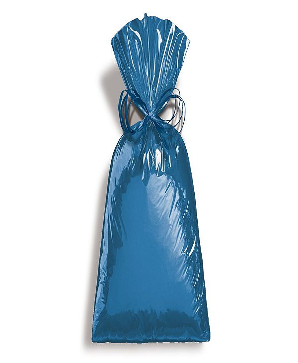 Saco Metalizado Azul para Garrafa 15x44cm - 50 unidades - Cromus - Rizzo Embalagens