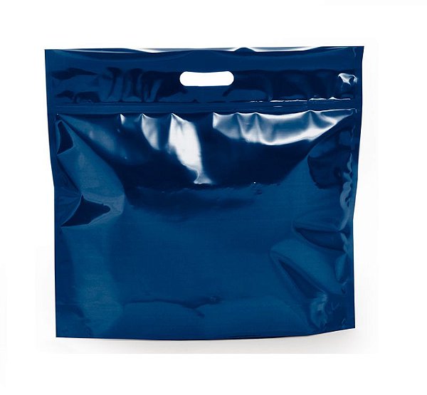 Sacola Metalizada com Zip P 32x40x5cm Azul - 01 unidade - Cromus - Rizzo Embalagens