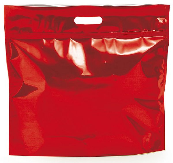 Sacola Metalizada com Zip P 46x43x5cm Vermelho - 01 unidade - Cromus - Rizzo Embalagens