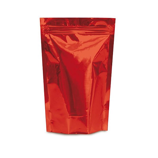 Sacolinha Metalizada com Zip 12x16cm Vermelho - 08 unidades - Cromus - Rizzo Embalagens