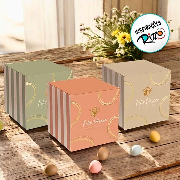 Caixa Cubo Pop Sortido Tonal - Feliz Páscoa - 10 unidades - Cromus - Rizzo
