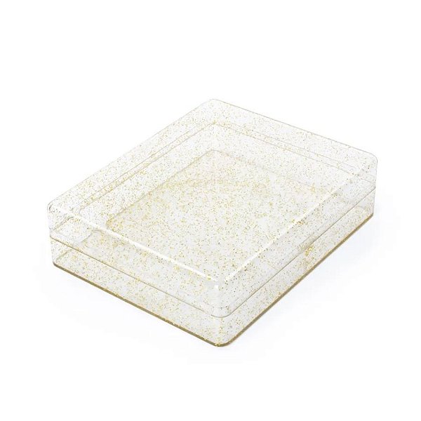 Caixa Acrilica Para Docinhos - Transparente Com Glitter Dourado - 1 unidade - Cromus - Rizzo