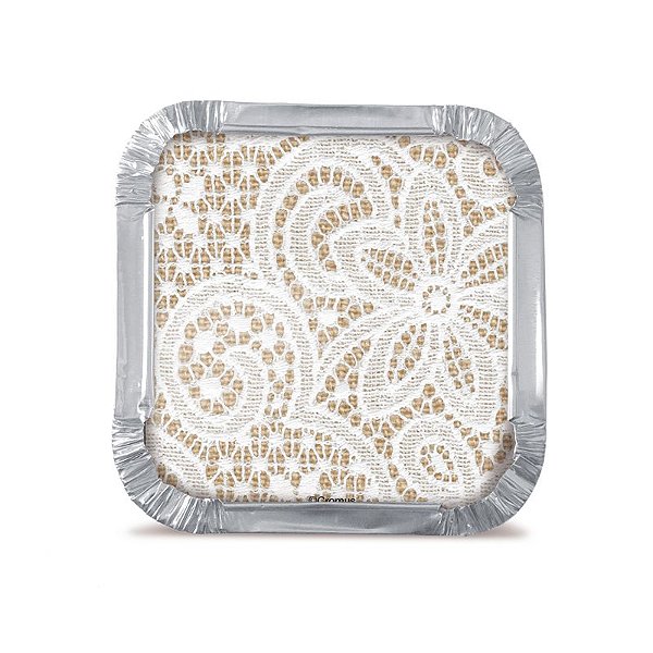 Marmitinha P 5,5x5,5x3cm Juta com Renda - 12 unidades- Cromus- Rizzo Embalagens