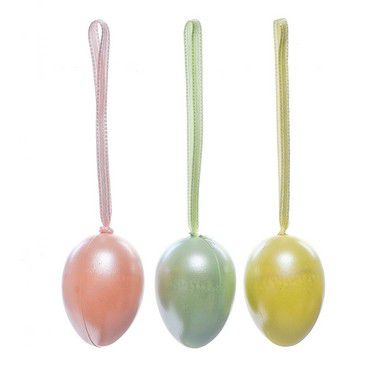 Ovinhos de Páscoa Decorativos para Pendurar - Candy Perolado - 6cm - 9 unidades - Cromus Páscoa - Rizzo Embalagens
