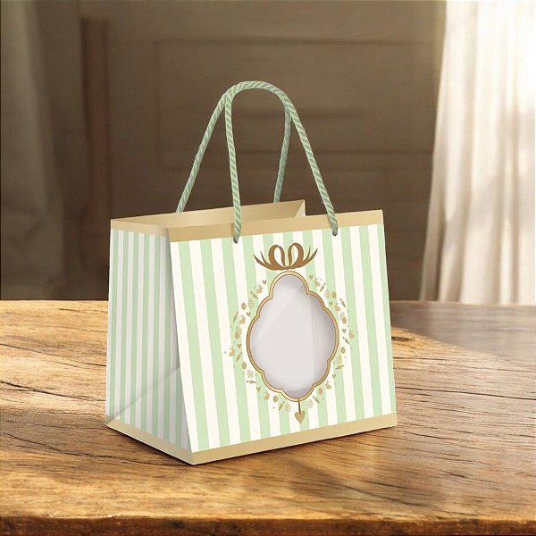 Sacola Premium com Visor Para Caixa Meio Ovo - Quinn Verde - 30x26x14cm - 1 unidade - Cromus - Rizzo