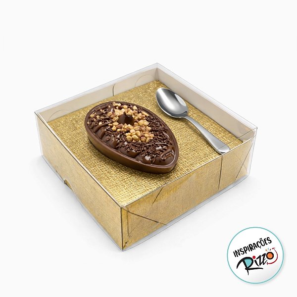 Caixa para Meio Ovo 50g - 10x10x4cm - Ouro Texturizado - 5 unidades - ASSK - Rizzo