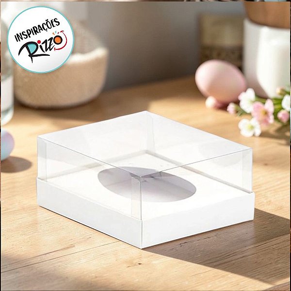 Caixa para Meio Ovo de 350g - 20,5x17x9,7cm - Branca - 5unidades - Assk - Páscoa Rizzo Embalagens