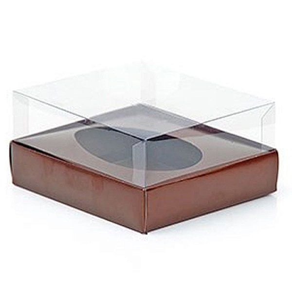 Caixa Ovo de Colher - Meio Ovo de 350g - 20,5cm x 17cm x 9,7cm - Marrom - 5unidades - Assk - Páscoa Rizzo Embalagens