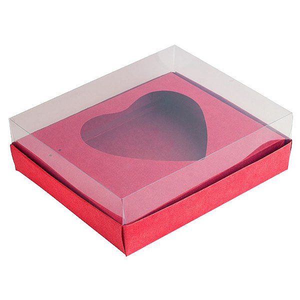 Caixa Coração de Colher - Meio Coração de 500g - 20,5cm x 17cm x 6,5cm - Vermelho - 5unidades - Assk - Páscoa Rizzo Embalagens