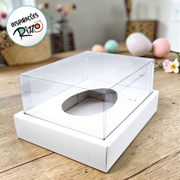 Caixa para Meio Ovo de 350g com Moldura - 23x19x9,7cm - Branco - 5 unidades - ASSK - Rizzo