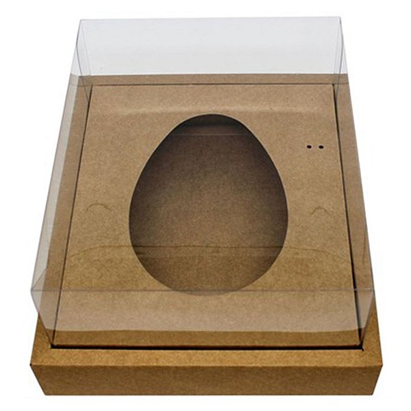Caixa Ovo de Colher com Moldura - Meio Ovo de 500g - 23cm x 19cm x 9,7cm - Kraft - 5unidades - Assk - Páscoa Rizzo